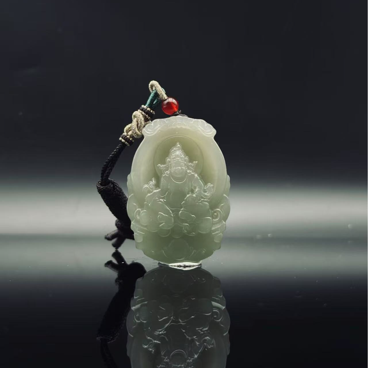 和田玉烟紫黄财神吊坠 2827