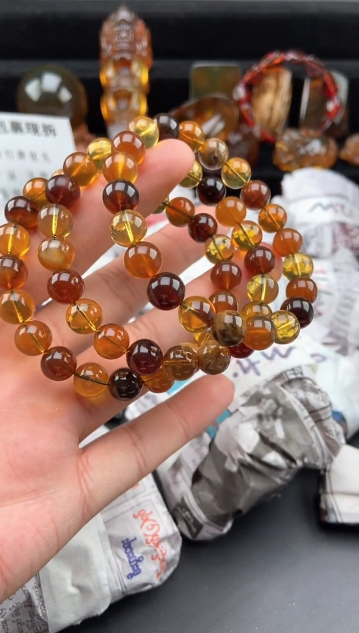 【闪购商品】琥珀手链未镶嵌9毫米多宝手串【多样性发货其中一】