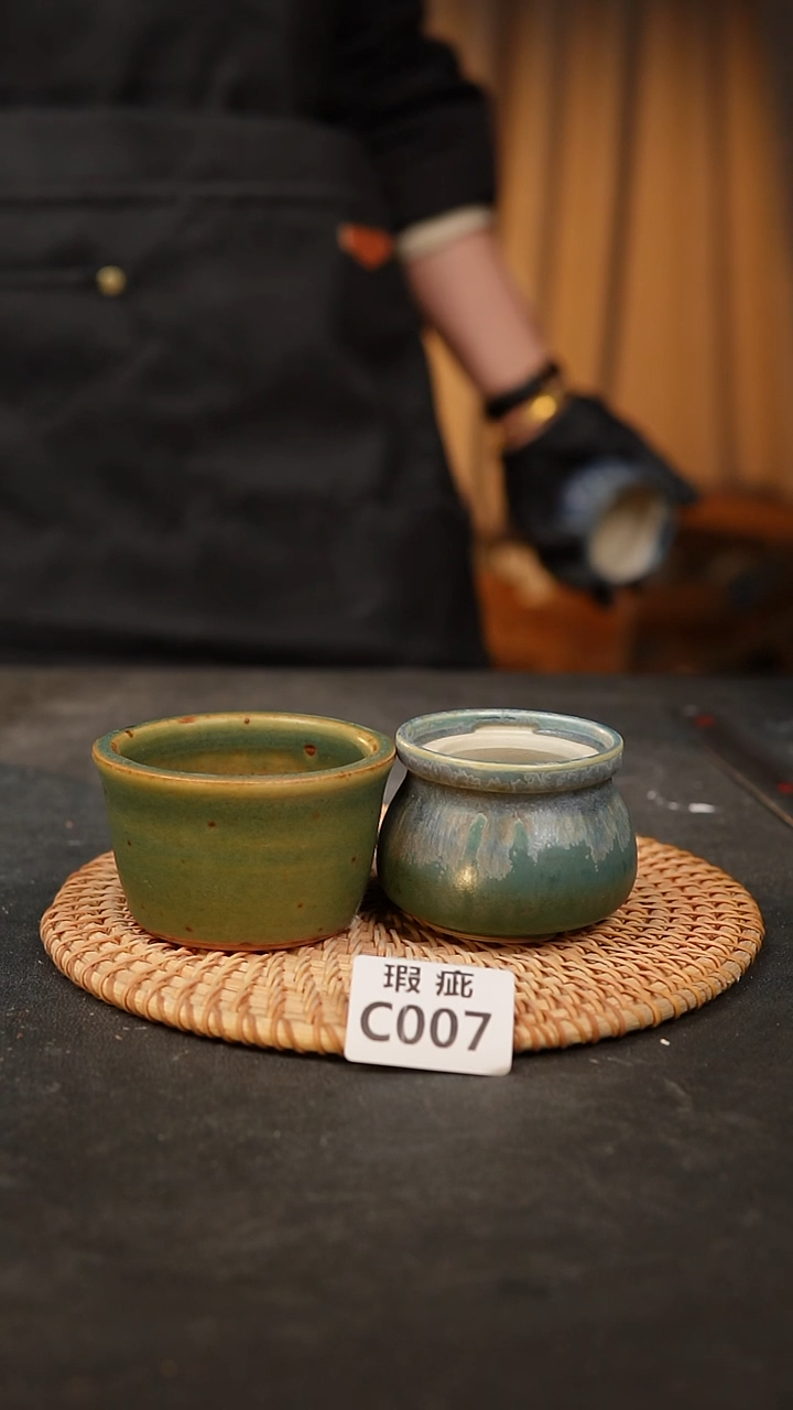 【闪购商品】瓷片007泥泥手工花盆口5高