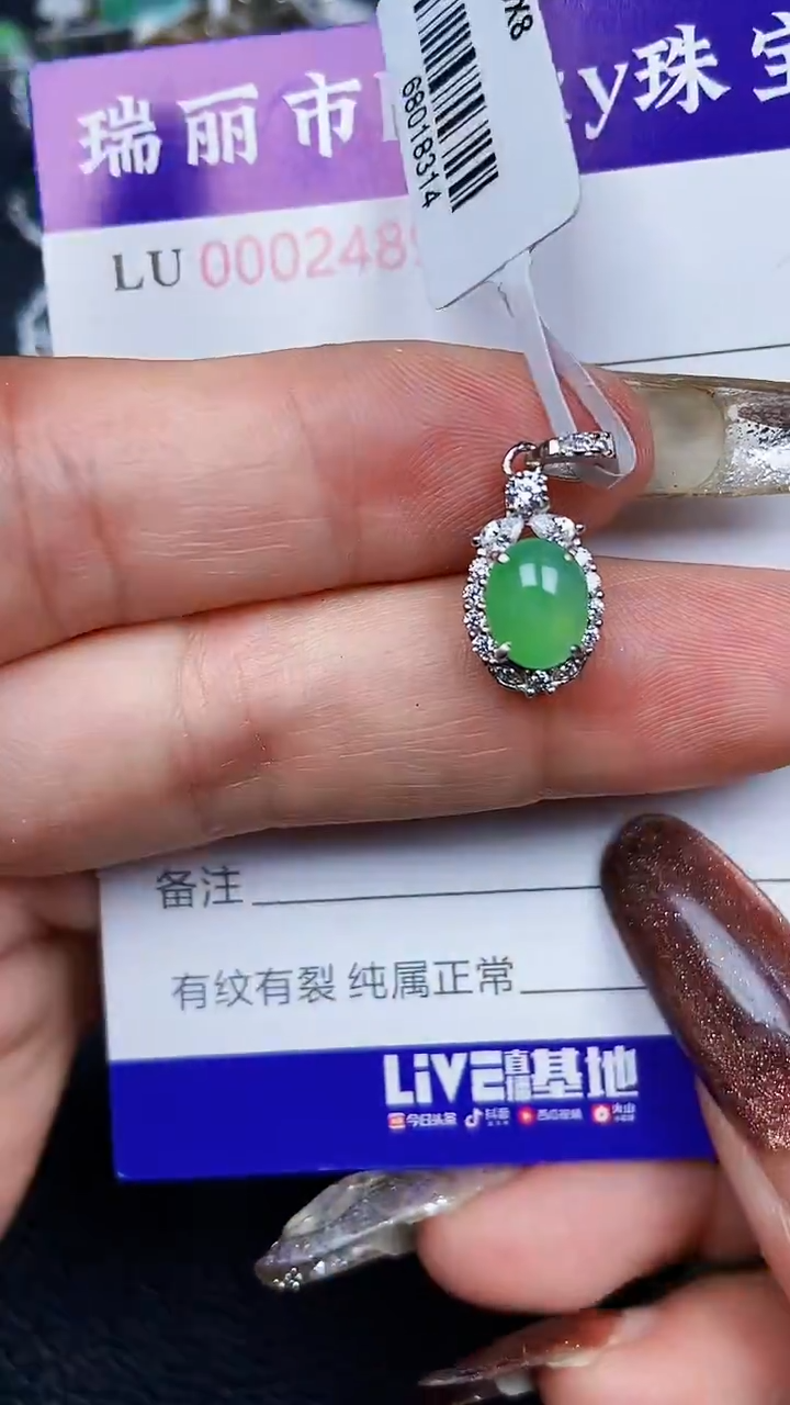 颈饰银S925镶嵌翡翠2489