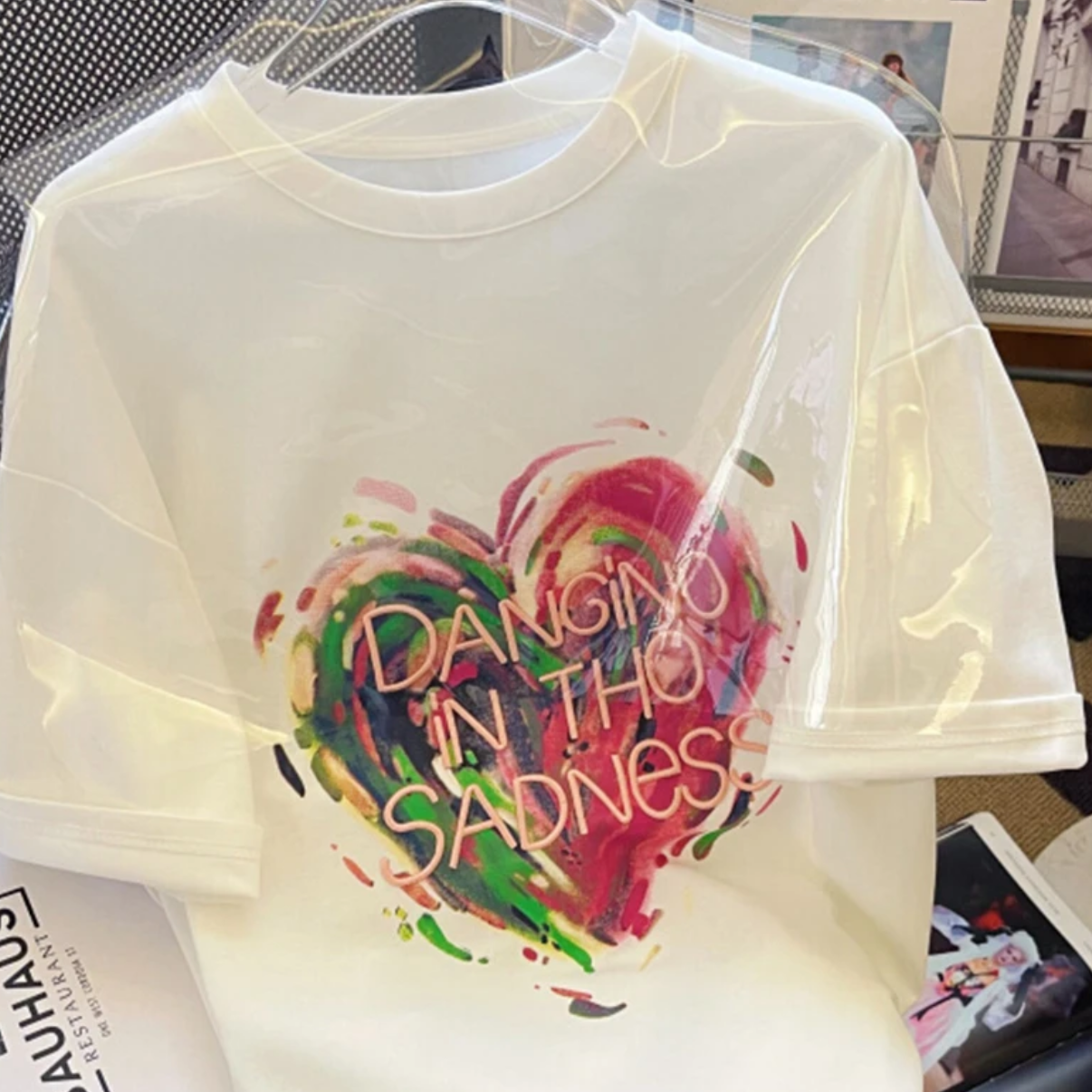 设计感小众美式复古爱心女百搭半袖宽松短袖t恤#款10