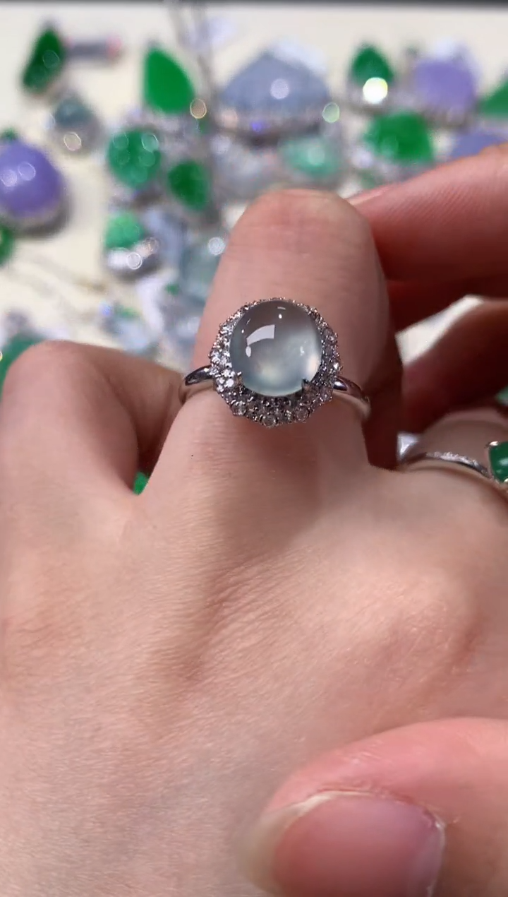 翡翠戒指18K金镶嵌A583|6800