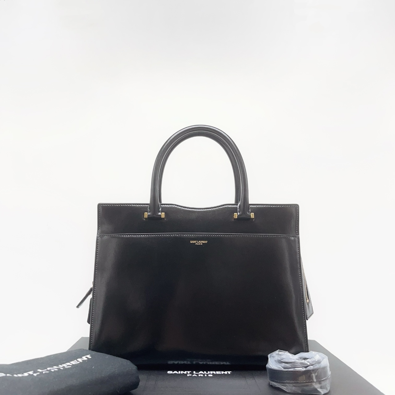 95新 YSL/圣罗兰 单肩包/黑金亮面风琴包/C218856059