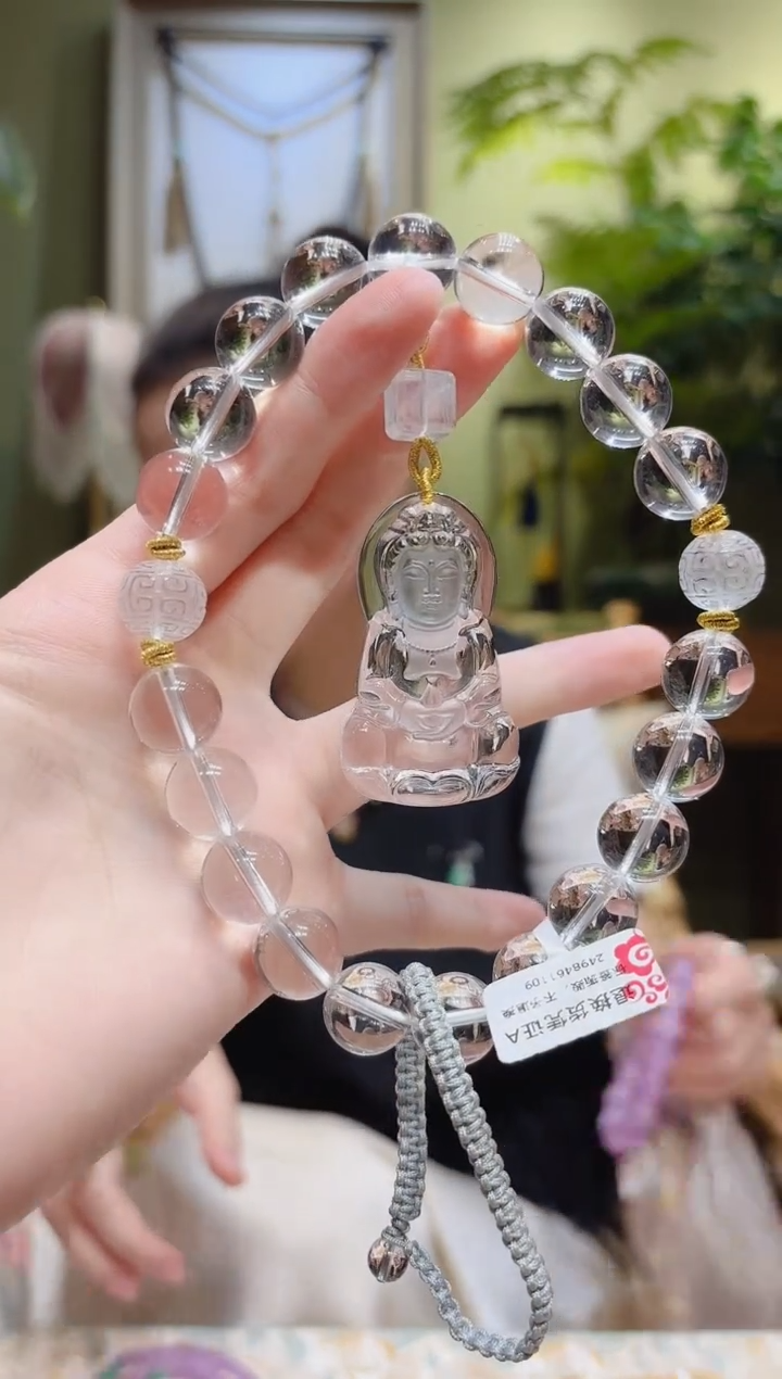 【闪购商品】水晶车挂未镶嵌观音白水晶车挂