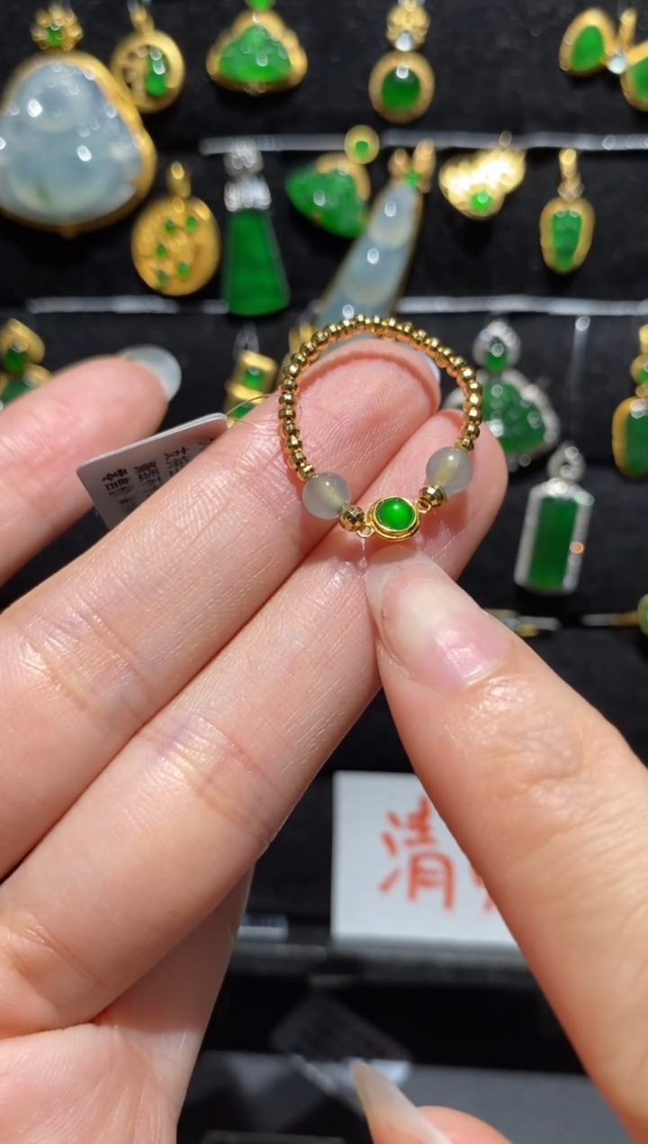【闪购商品】翡翠戒指18K金镶嵌戒指