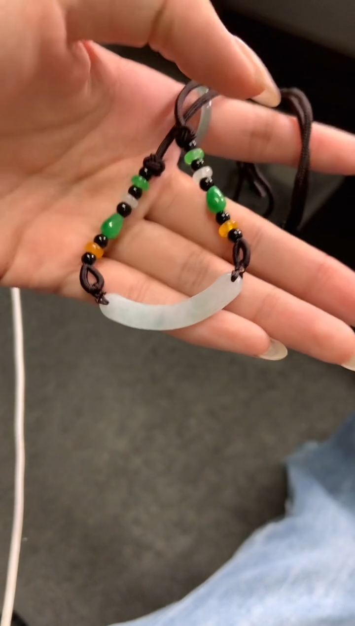 【闪购商品】翡翠颈饰未镶嵌玉璜-编绳