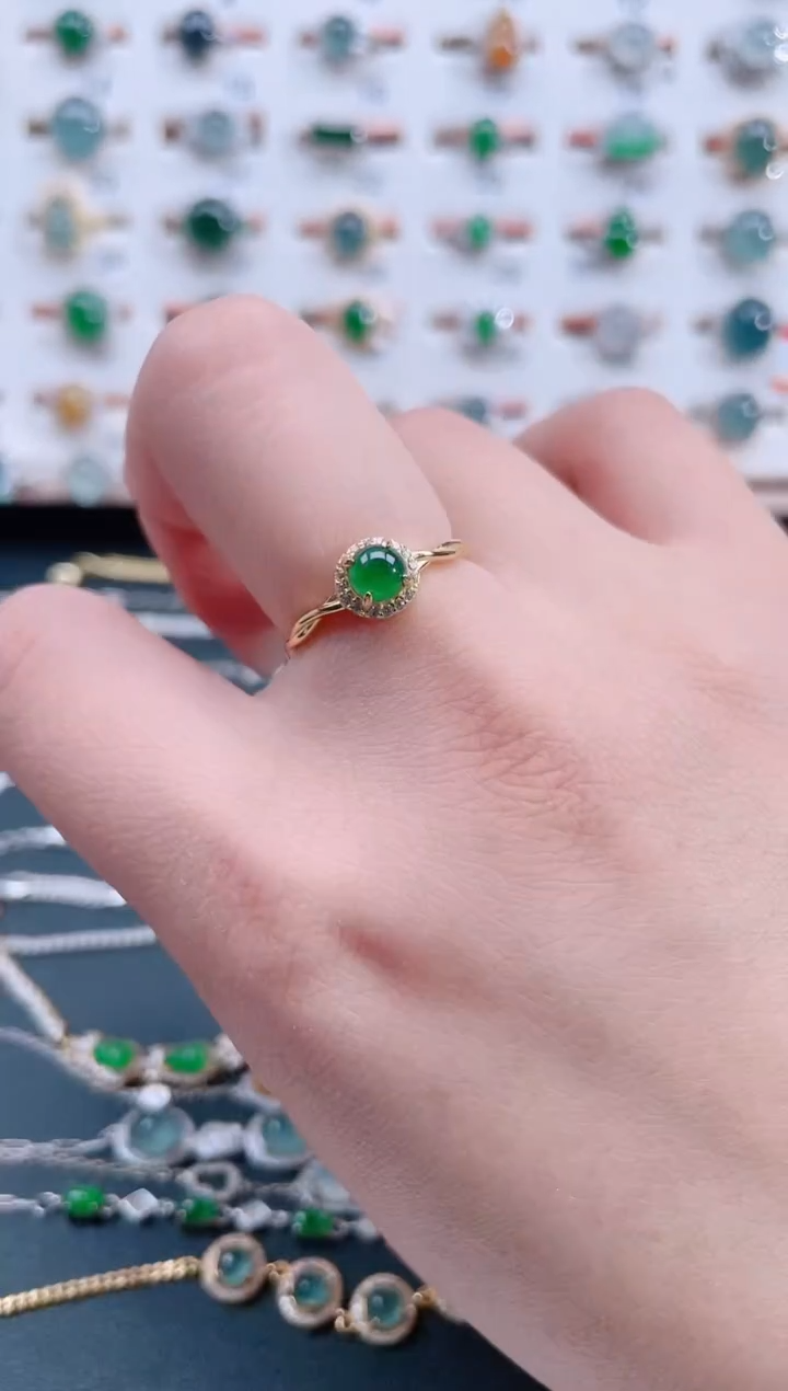 银S925镶嵌戒指翡翠天然翡翠