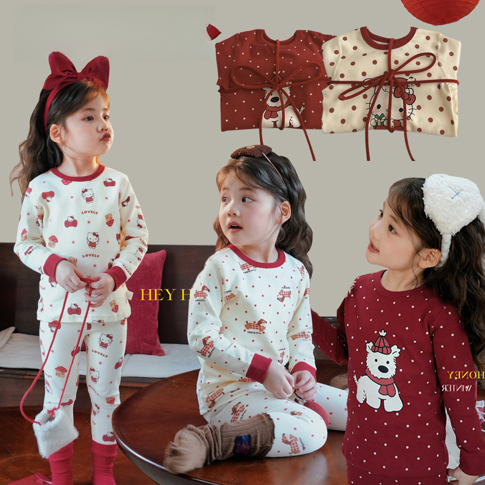 240克磨毛保暖纯棉童装儿童宝宝睡衣女童秋衣秋裤套装家居服