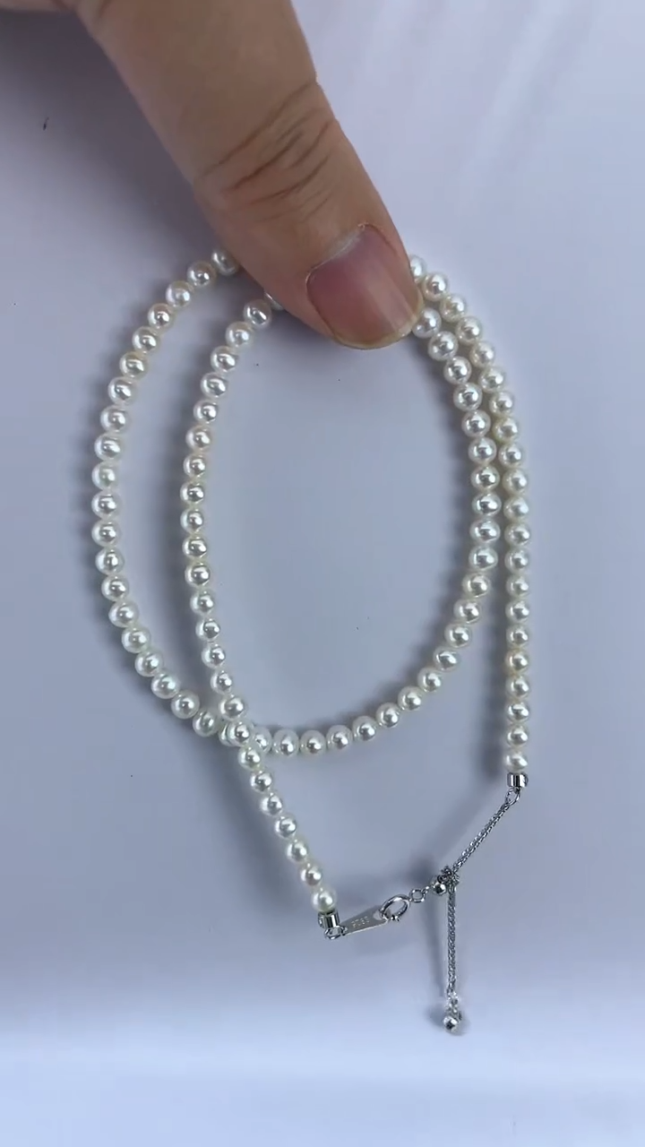 【闪购商品】淡水珍珠颈饰未镶嵌21天然极光珍珠香槟金小米珠约4-5