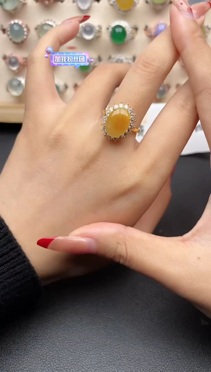 【闪购商品】翡翠戒指银S925镶嵌一物一证一礼盒