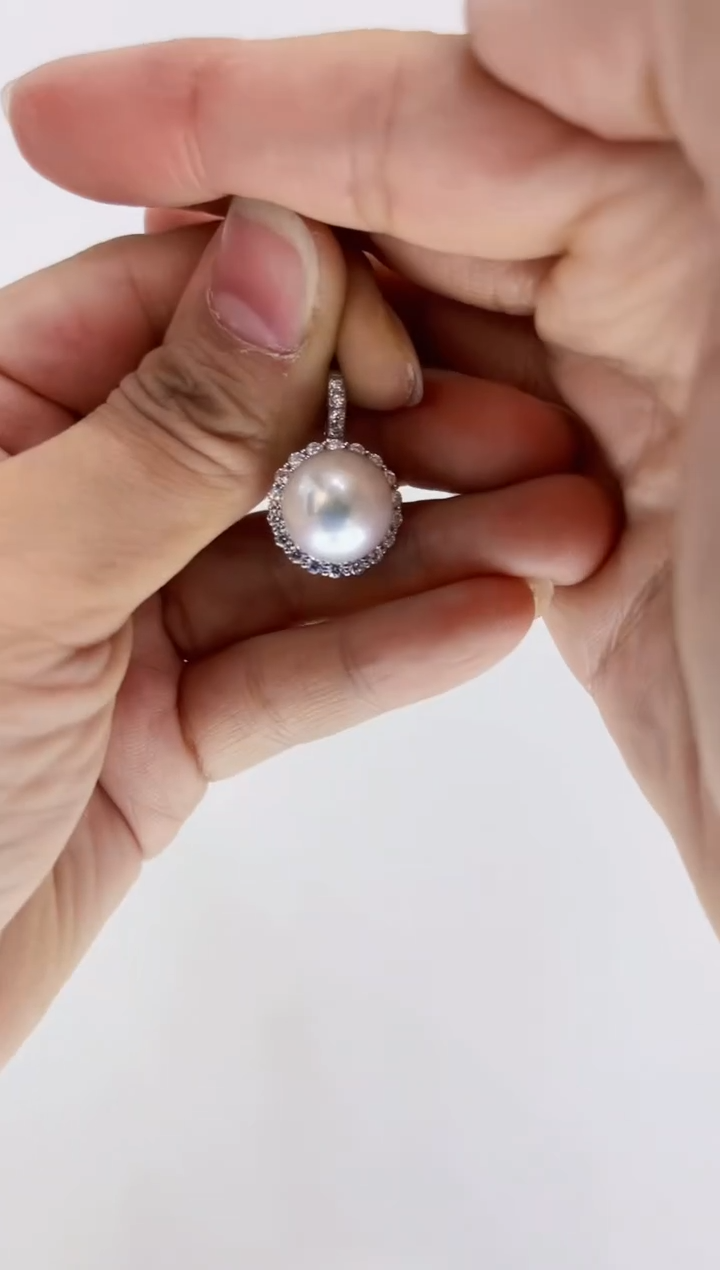 【闪购商品】淡水珍珠吊坠(赠链)银S925镶嵌爱迪生 12-13mm