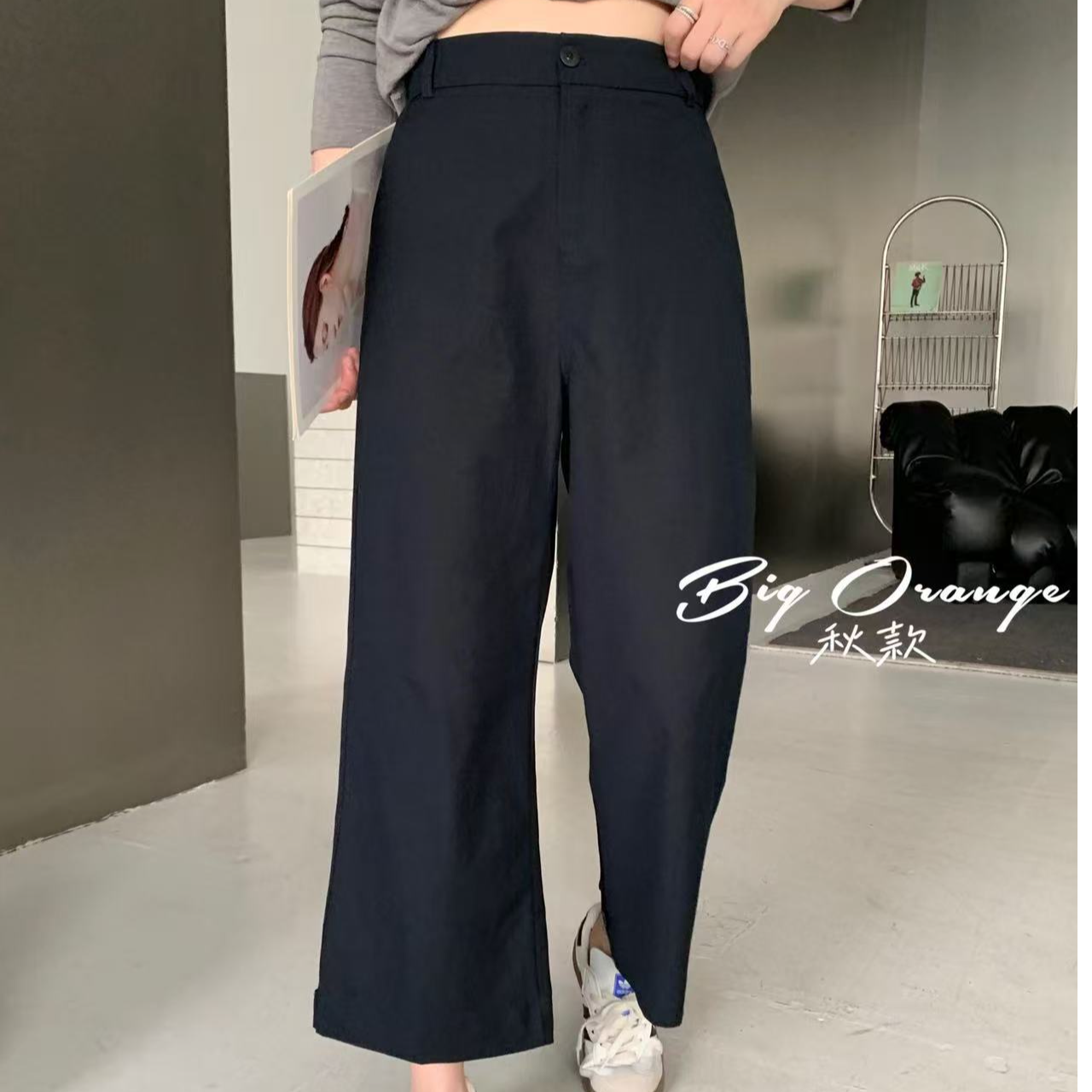 （燃燃推荐）大橘子秋季新款大码休闲水洗高腰长裤2095女装裤子