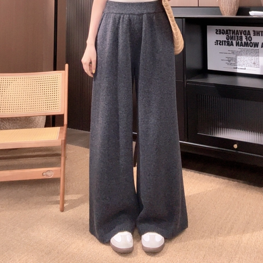 相菲一2025秋冬新款韩版高腰显瘦时尚阔腿裤女全羊毛直筒休闲长裤