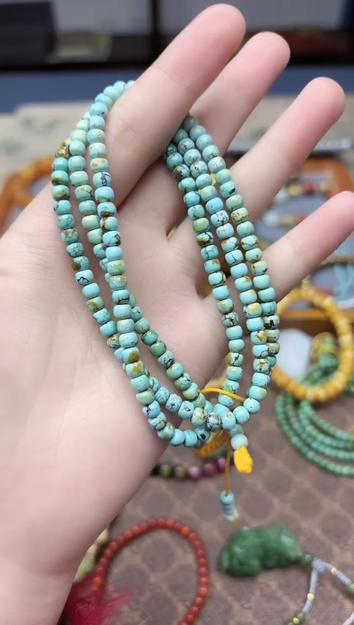 未镶嵌绿松石车挂松石老型长串4-5mmXSQ