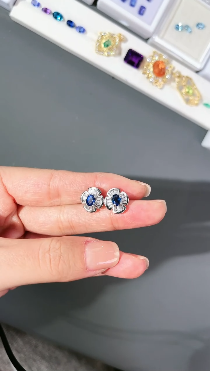 【闪购商品】海蓝宝石耳坠银S925镶嵌f001