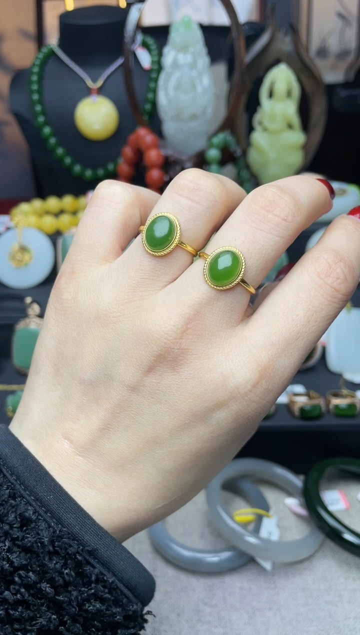 【闪购商品】和田玉戒指银S925镶嵌戒指