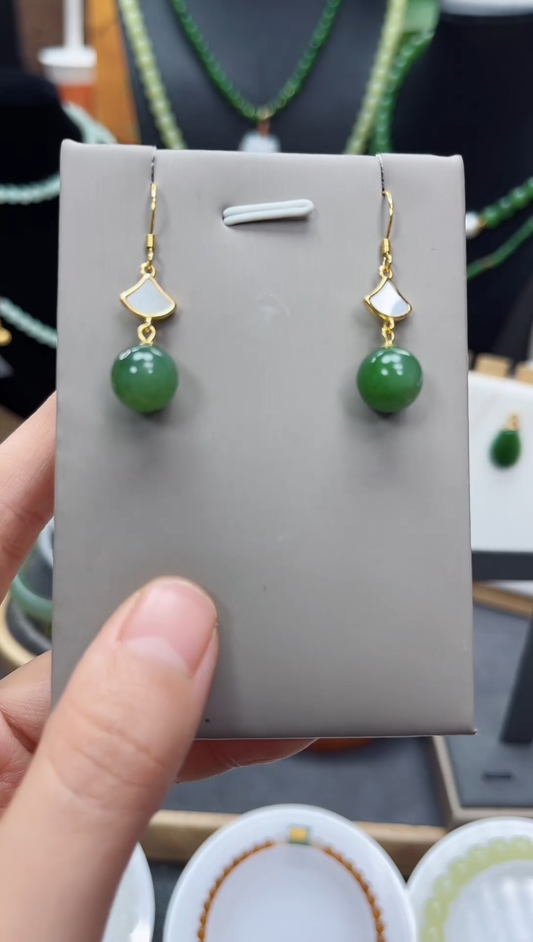 【闪购商品】和田玉耳饰银S925镶嵌os