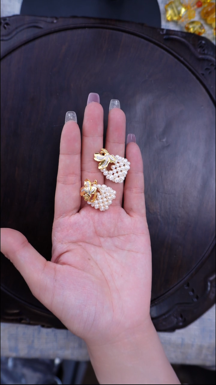 银S925镶嵌耳饰淡水珍珠多样性发货一一一