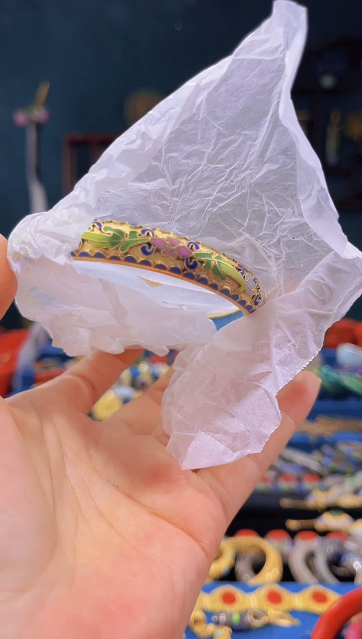 【闪购商品】非遗绝技 景泰蓝金地手镯 65圈 蓝