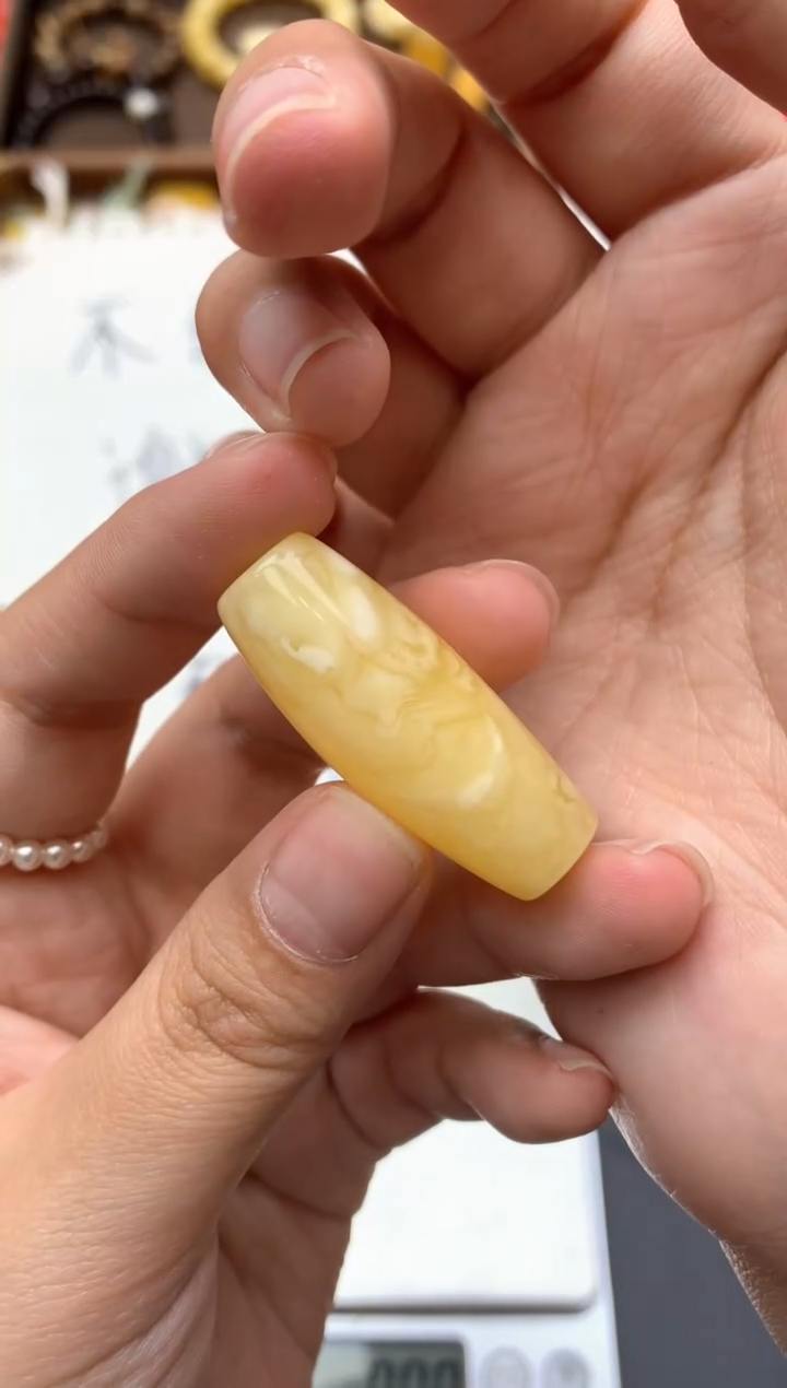 【闪购商品】琥珀珠宝奇石未镶嵌006琥珀蜜蜡花粉有纹小坑介意勿拍