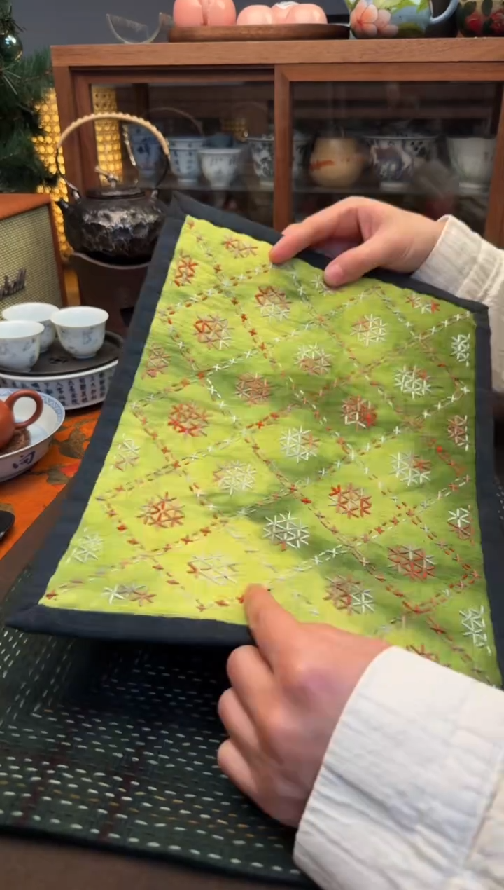 【闪购商品】织绣Cici手作刺子绣植物染茶席-629