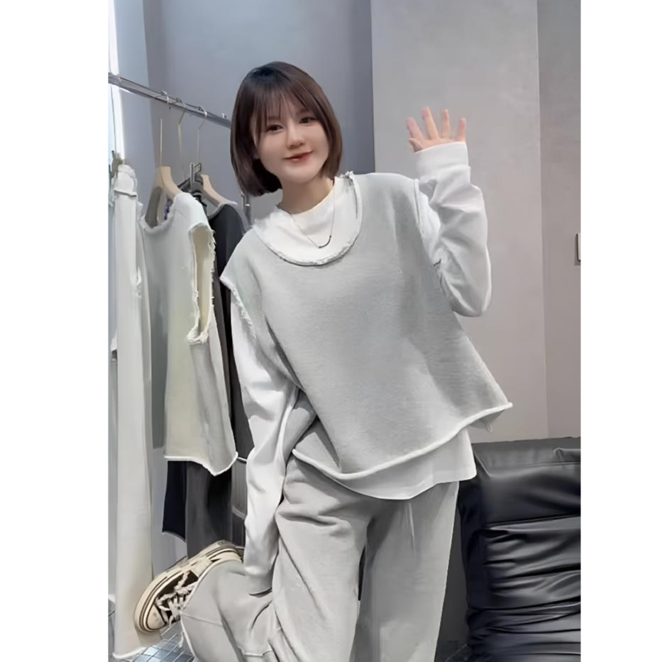 春季新款韩版休闲时尚简约卷边毛圈马甲