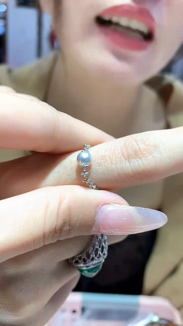 【闪购商品】海水珍珠戒指18K金镶嵌海水珍珠戒指