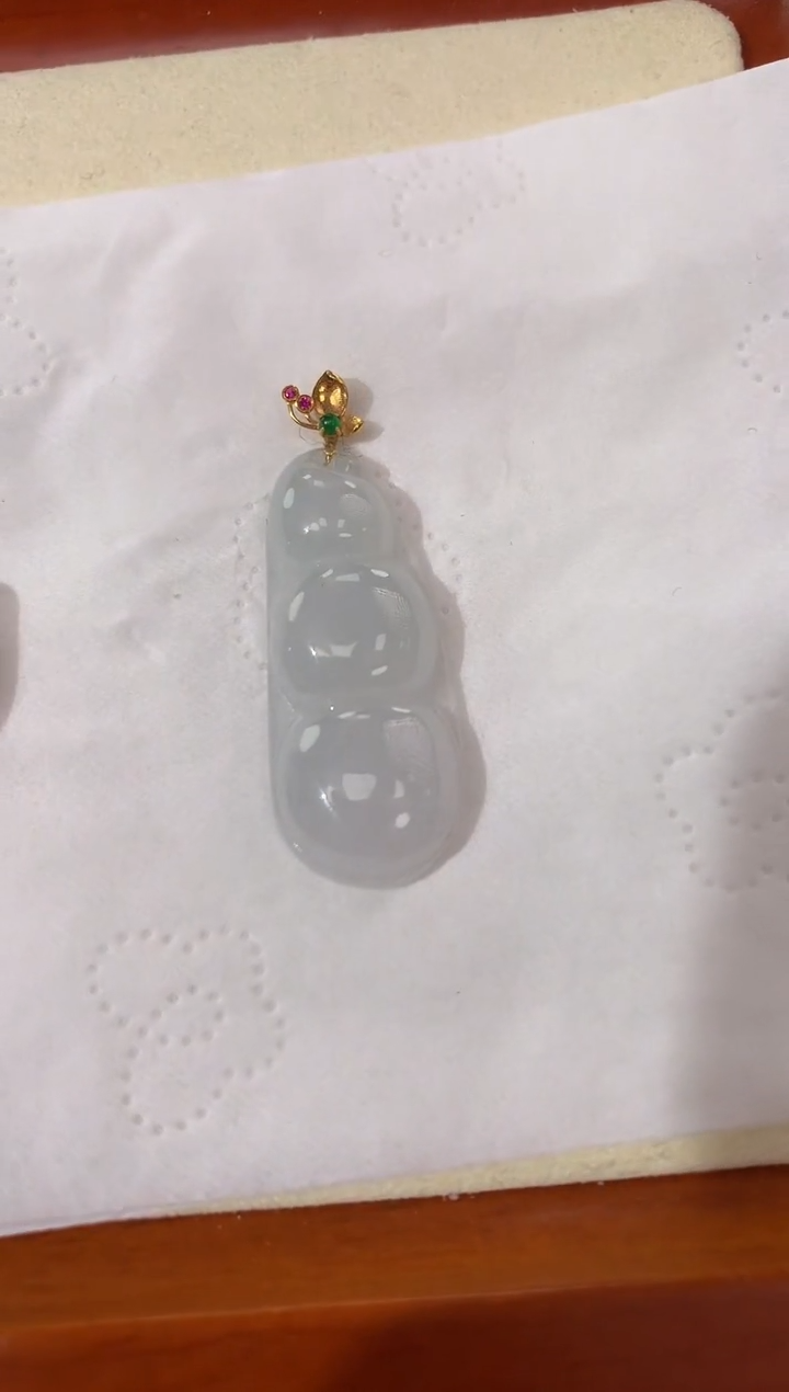 【闪购商品】翡翠颈饰18K金镶嵌天然缅甸a货翡翠