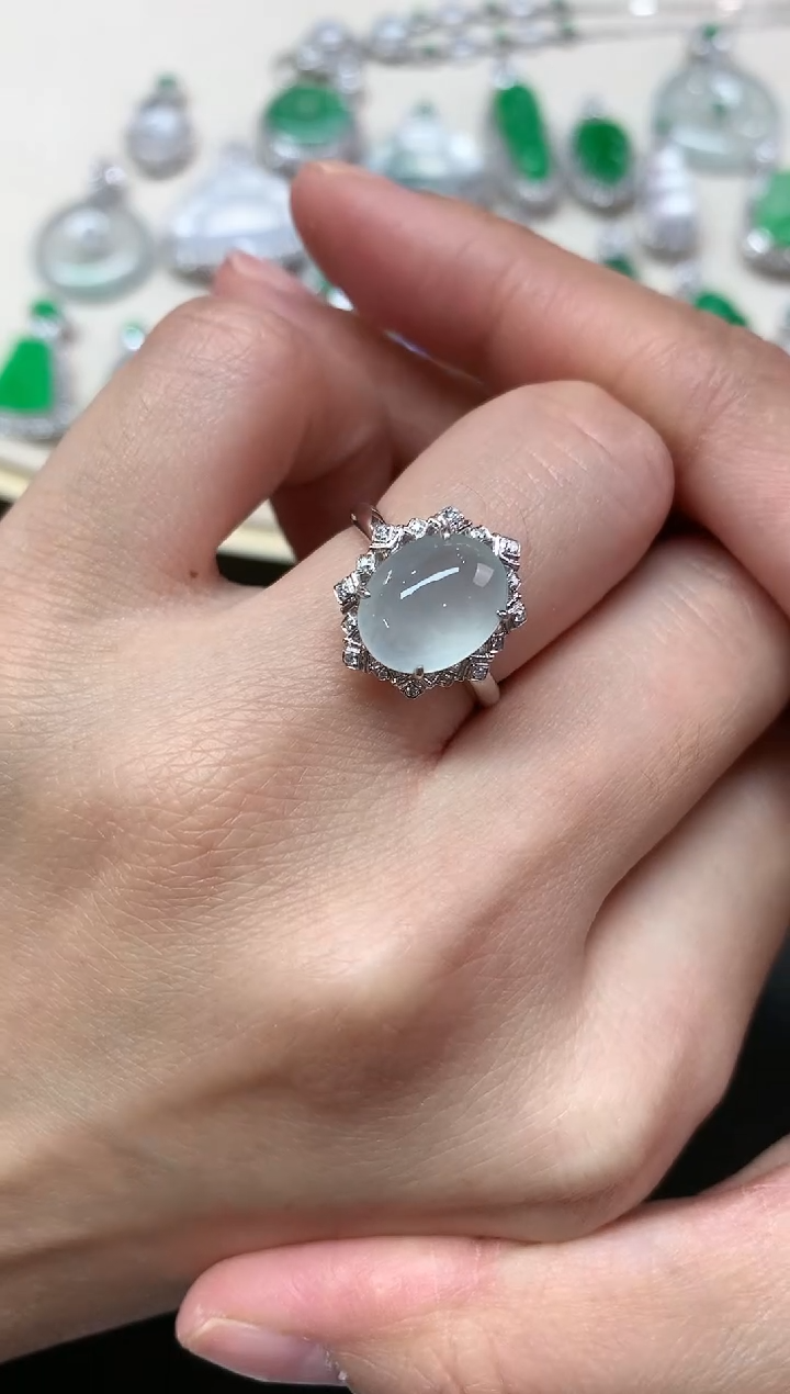 【闪购商品】翡翠戒指18K金镶嵌Q93|3980