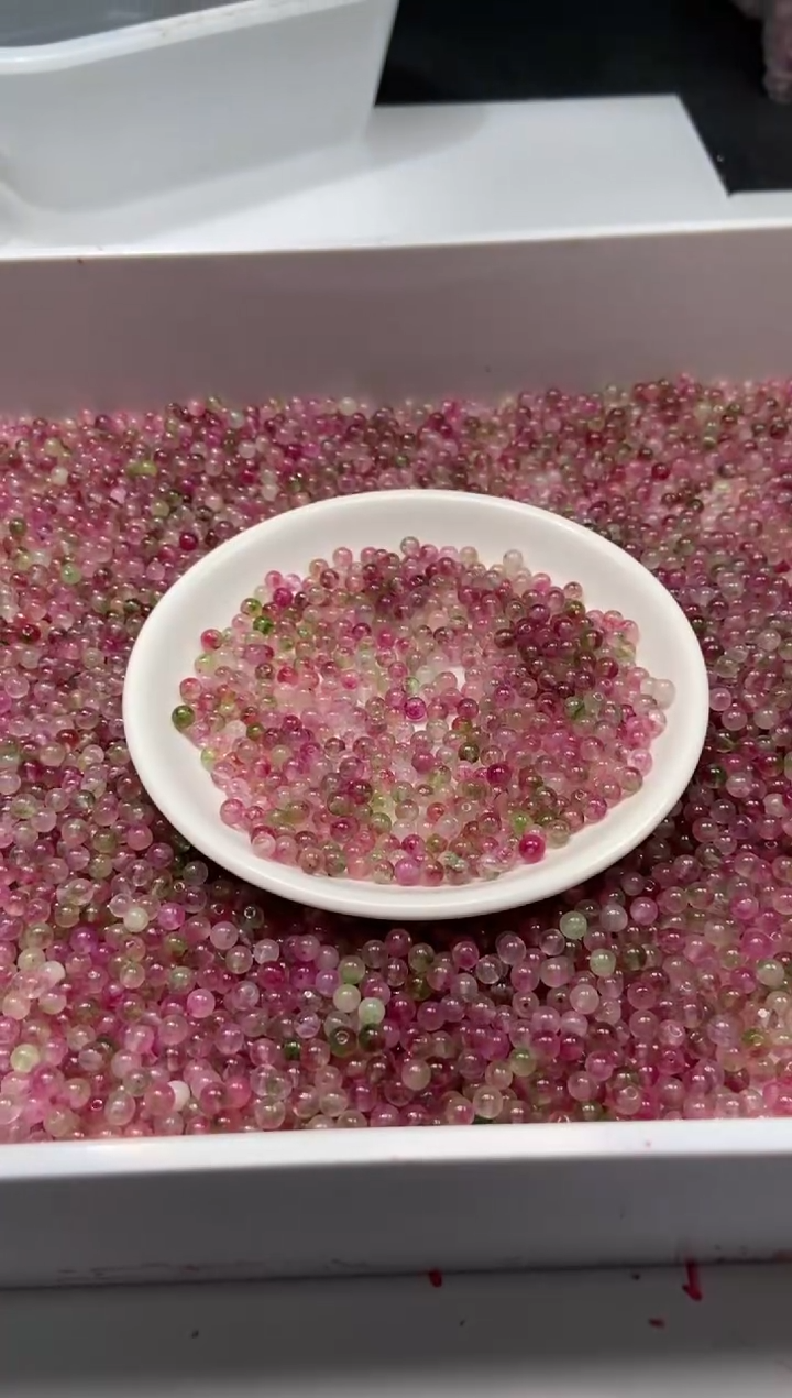 颈饰未镶嵌水晶W3255高品西瓜碧玺4mm*50颗