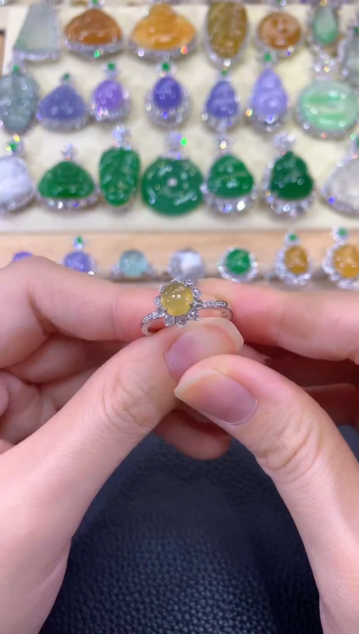 翡翠戒指18K金镶嵌夏日珠宝C18