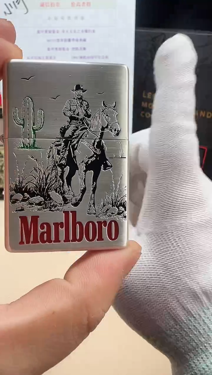 铜仙人掌万宝路-1937复刻-双面蚀刻填漆-镀银