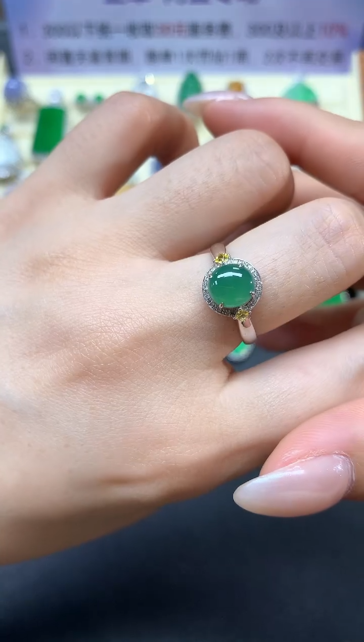 【闪购商品】翡翠戒指18K金镶嵌戒指|1800+180