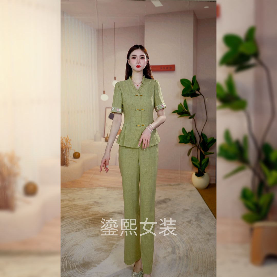 【鎏熙女装】25A-366气质休闲夏季两件套时尚减龄套装女装