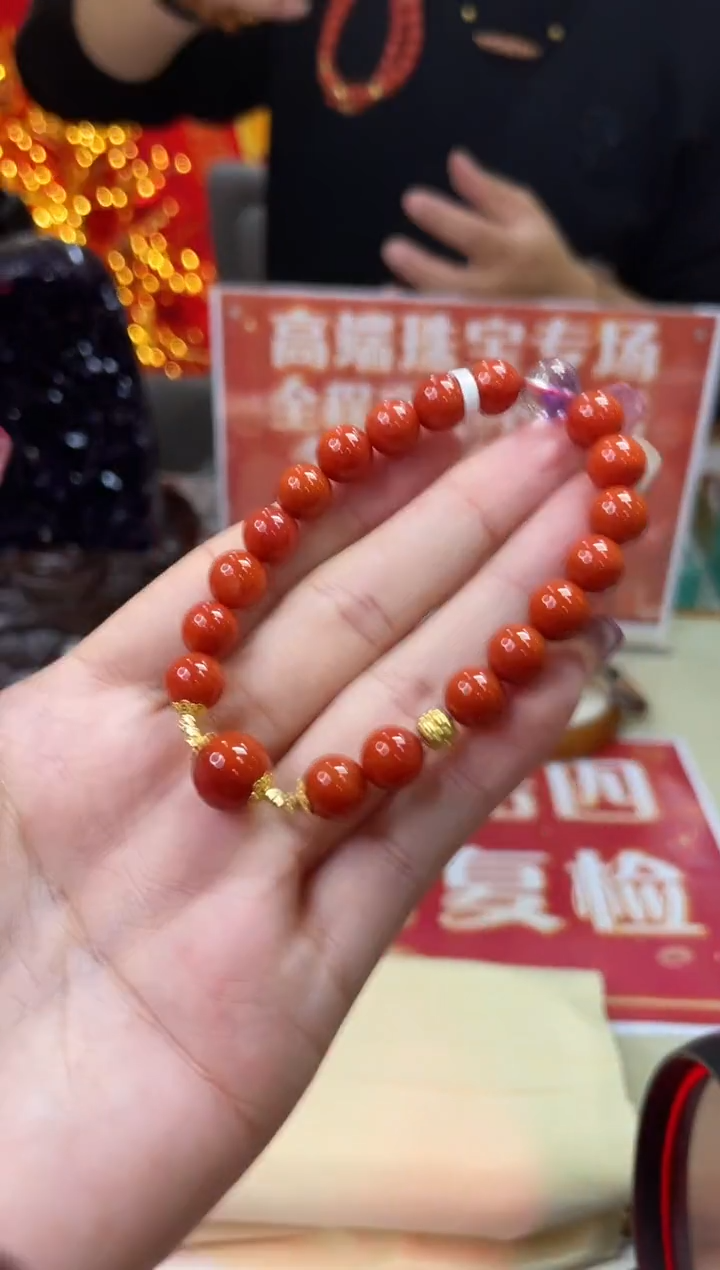 【闪购商品】南红玛瑙手链18K金镶嵌@@ZY40801004