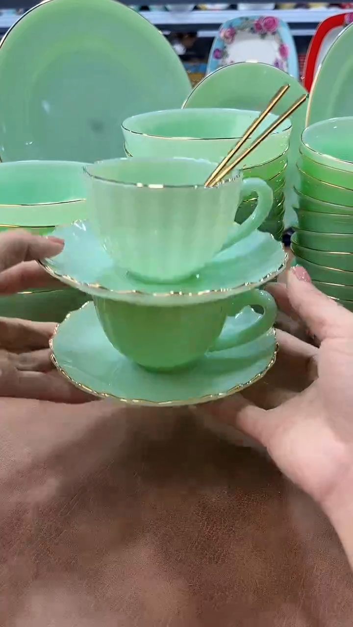 玉瓷咖啡杯2只餐具