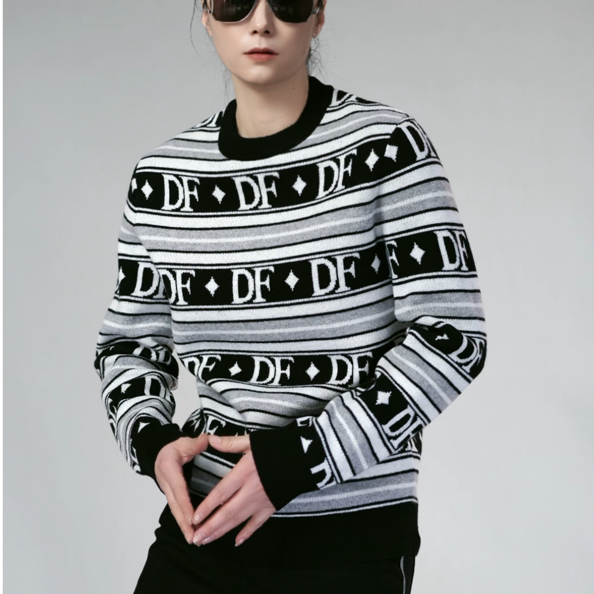 迪卡里奥费雷男士羊毛衫3MY253秋冬男款高定提花保暖羊毛针织毛衣