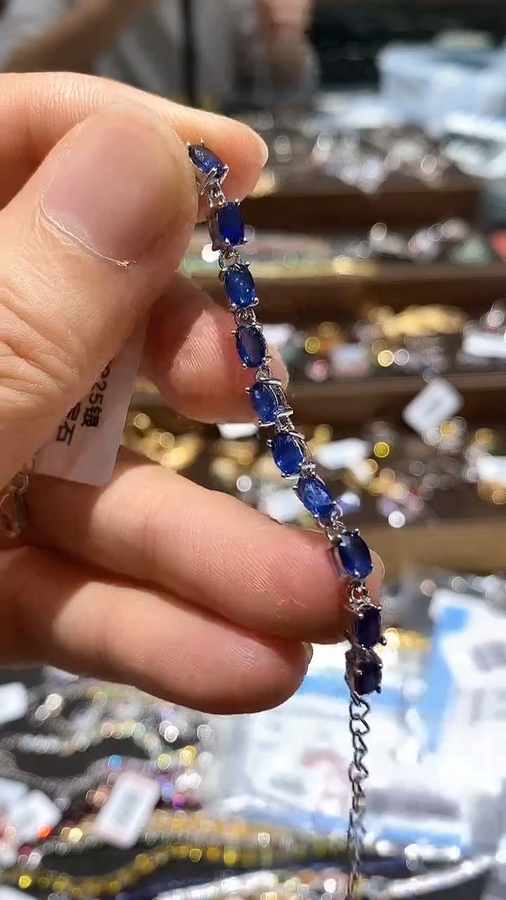 【闪购商品】蓝宝石手链银S925镶嵌手链