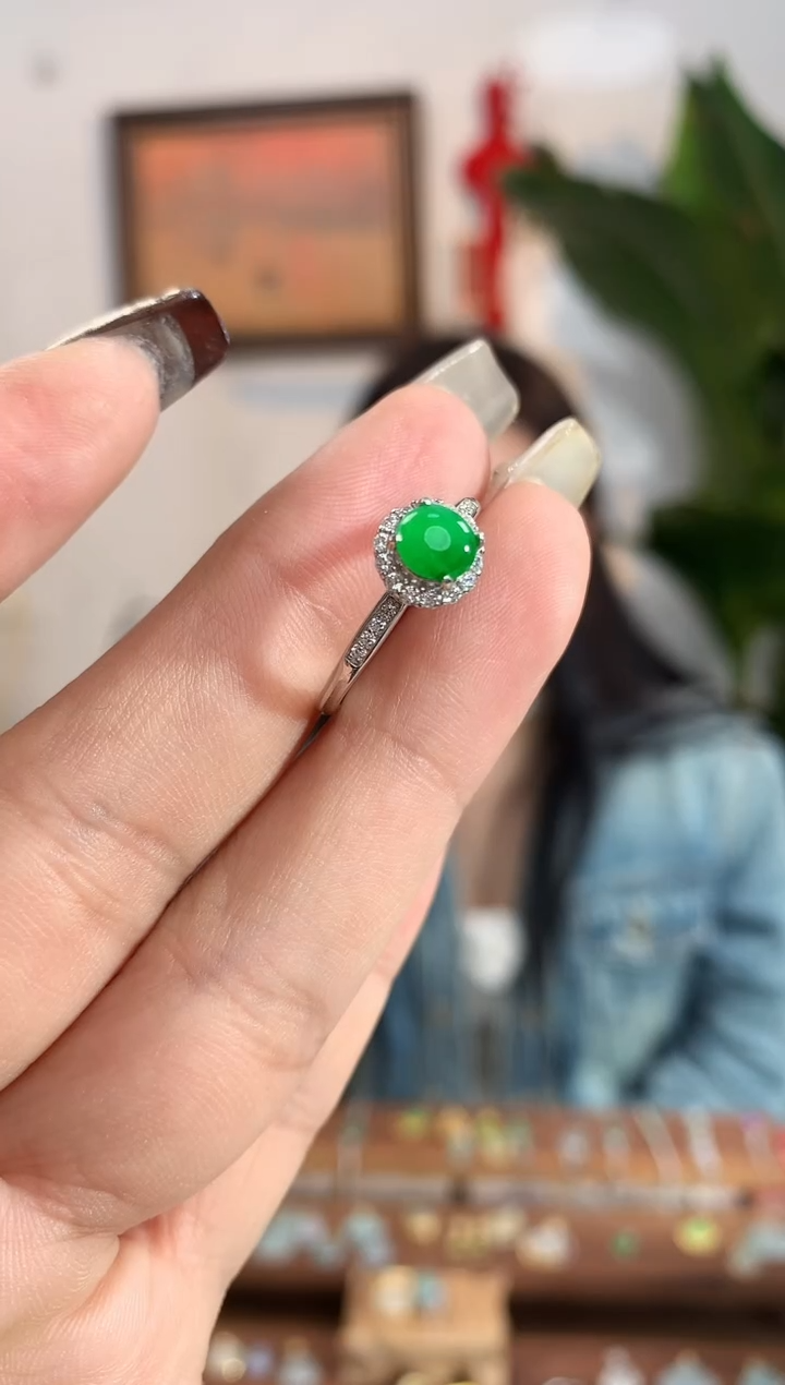 【闪购商品】翡翠银S925镶嵌戒指戒指