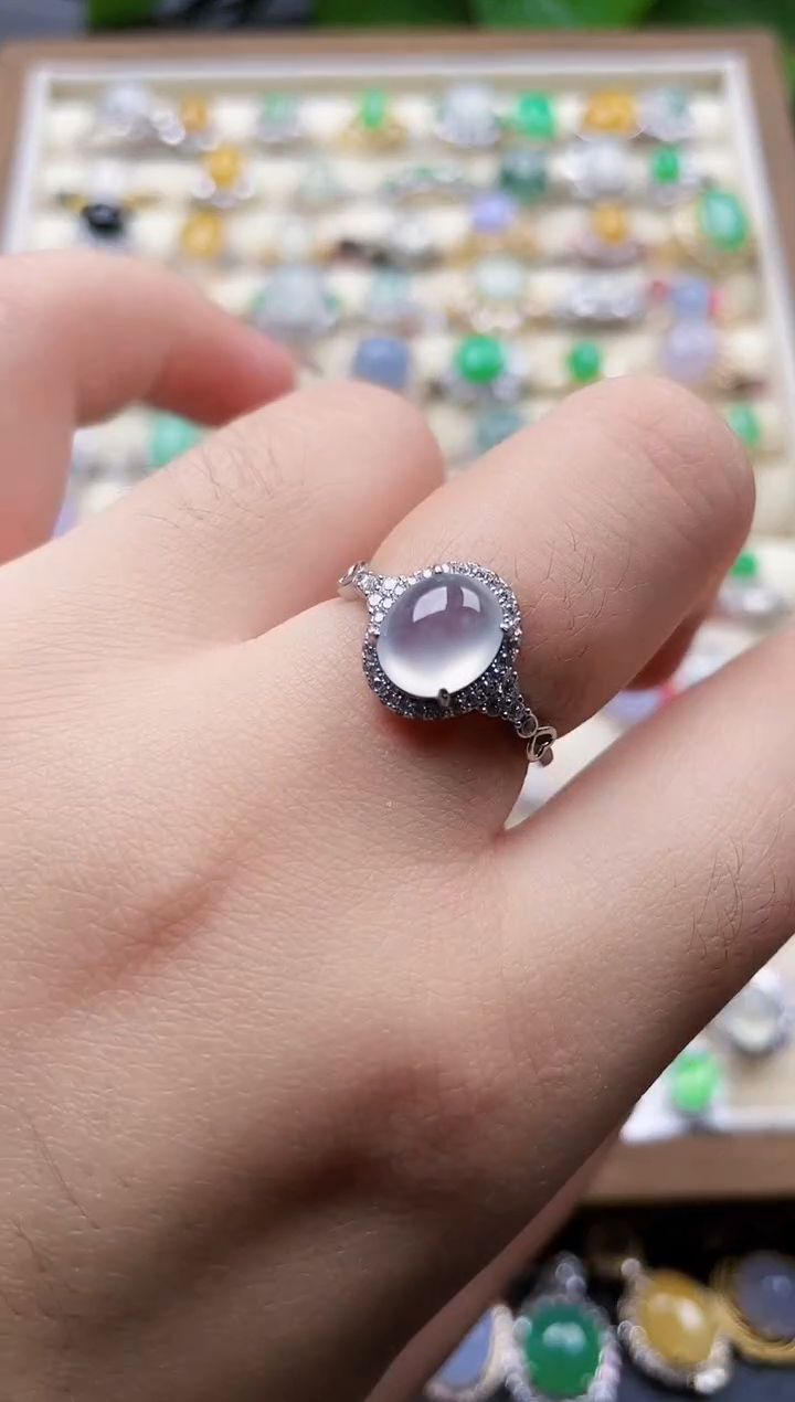 银S925镶嵌戒指翡翠85