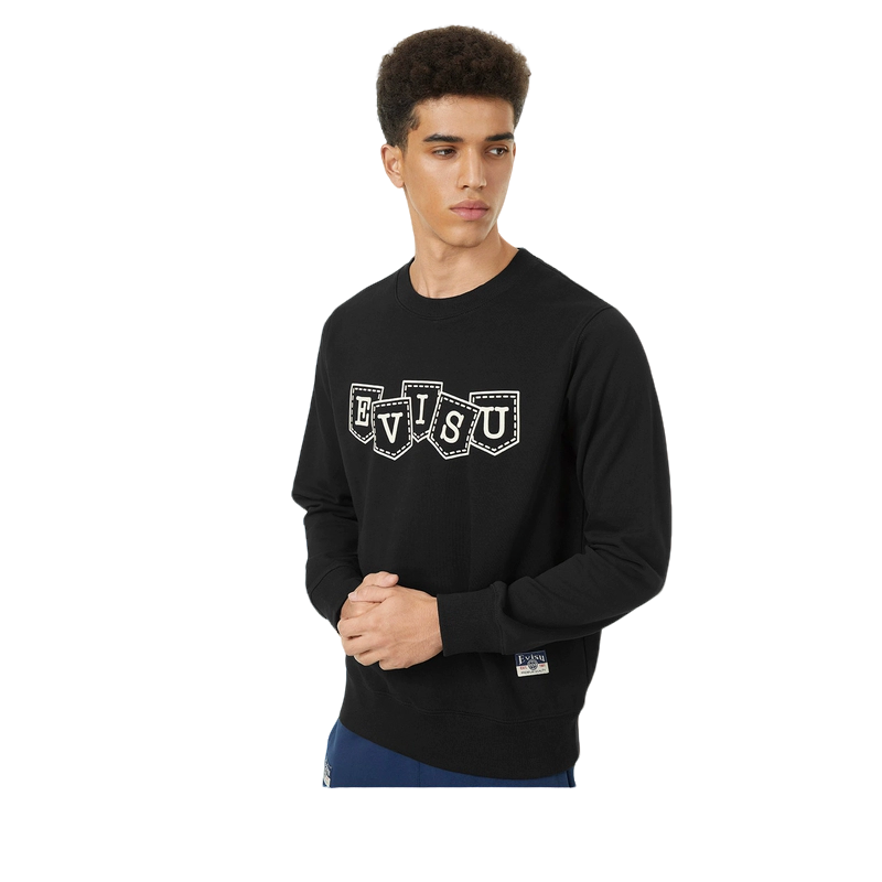 EVISU福神新年商标图案印花情侣款短款卫衣2EAEPM4SW1200XXCT