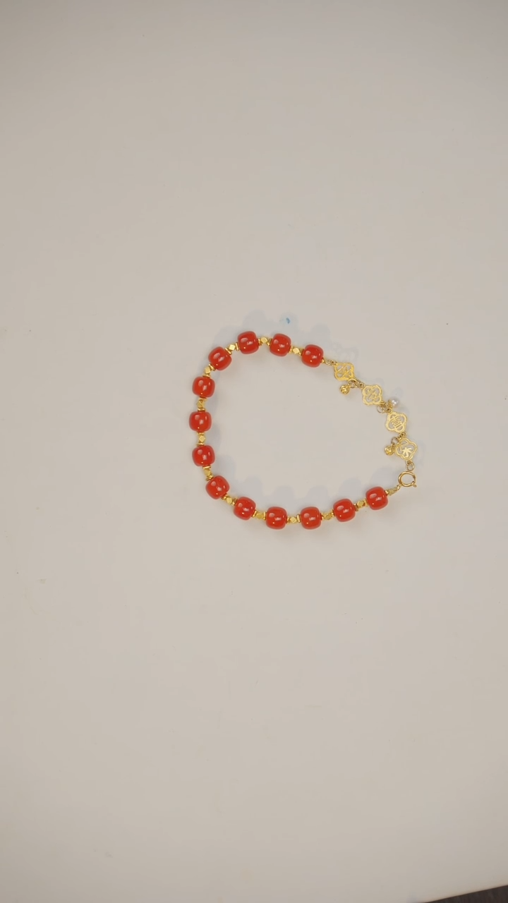 【闪购商品】南红玛瑙手串18K金镶嵌手串