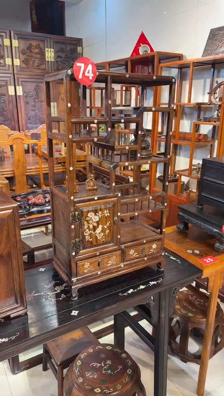 【闪购商品】木木艺缅花镶嵌花鸟博古架1980.8888