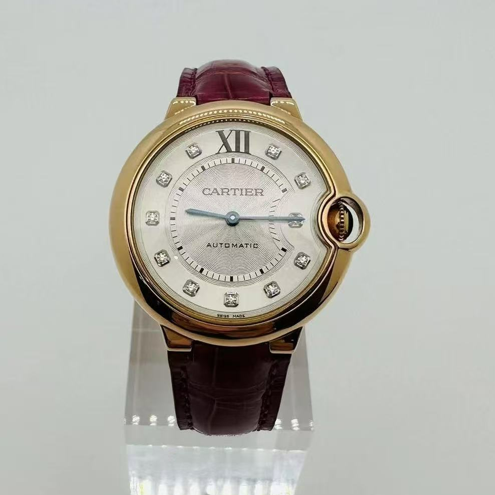 99新 Cartier/卡地亚 蓝气球WE902063 33玫瑰金钻刻机械手表 单表