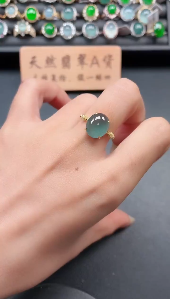 银S925镶嵌戒指翡翠1