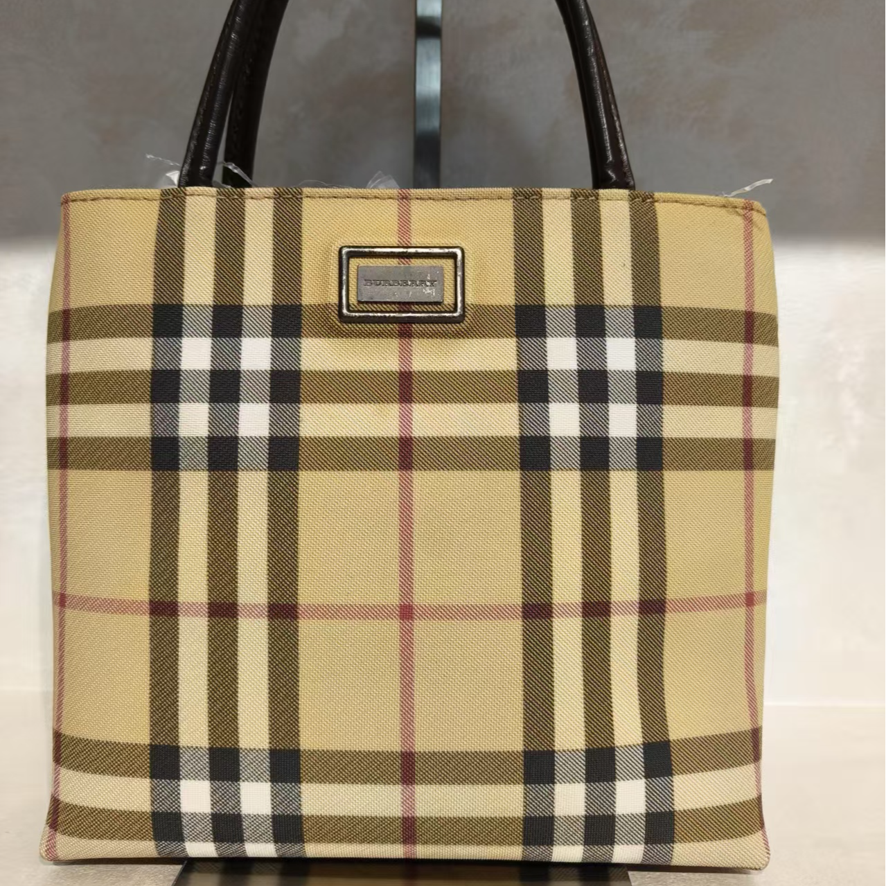 95新 BURBERRY/博柏利 BURBERRY 经典格纹手提包薇薇安线条