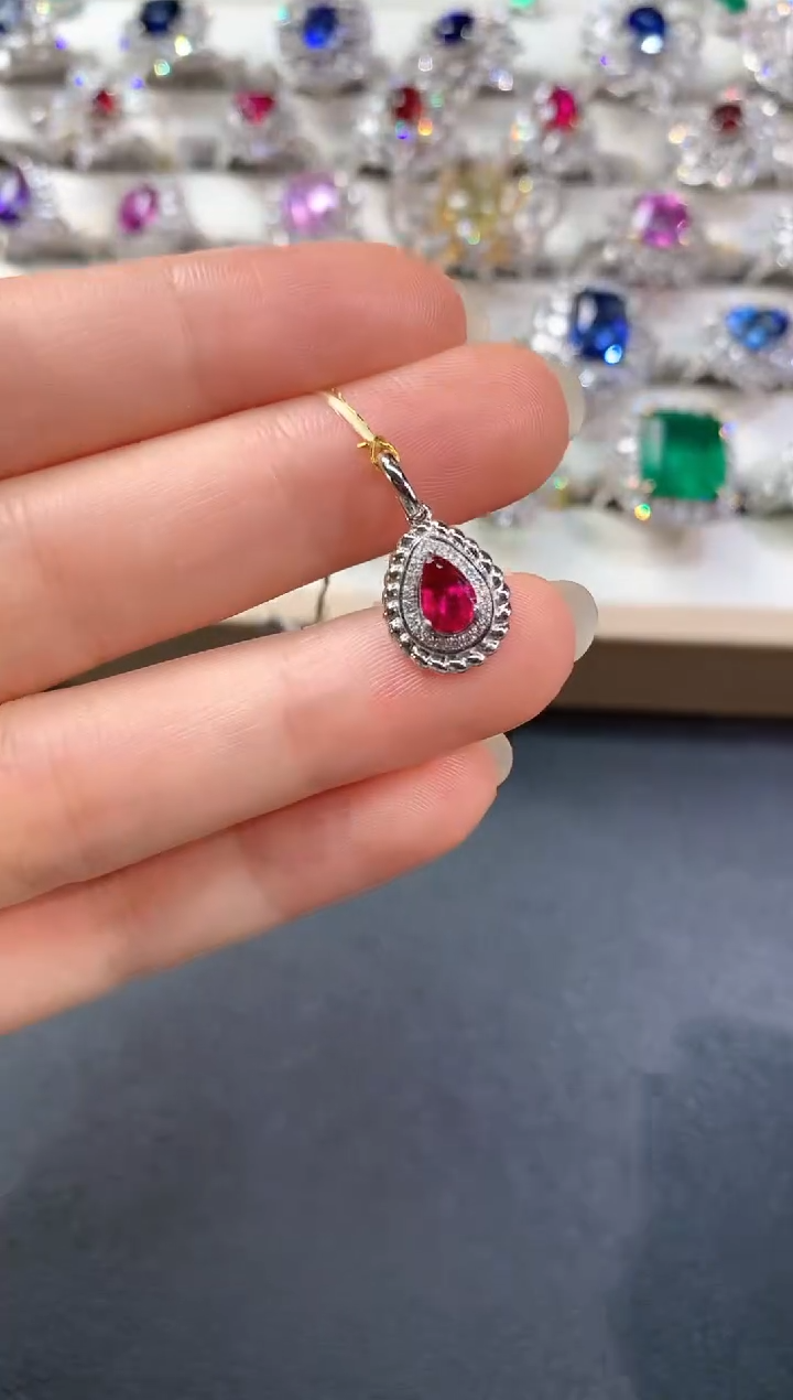 吊坠18K金镶嵌红宝石D467|4980