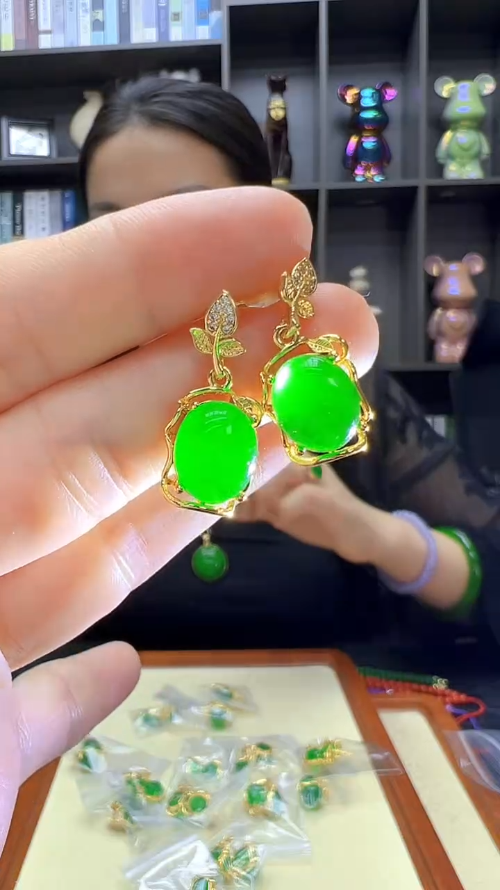 翡翠14K金镶嵌颈饰沉白diy劲饰