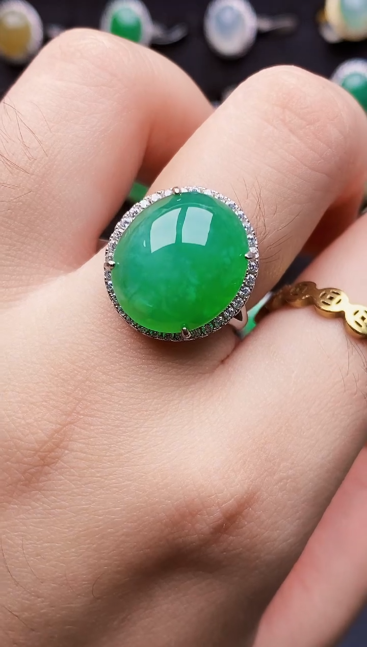 银S925镶嵌戒指翡翠0204