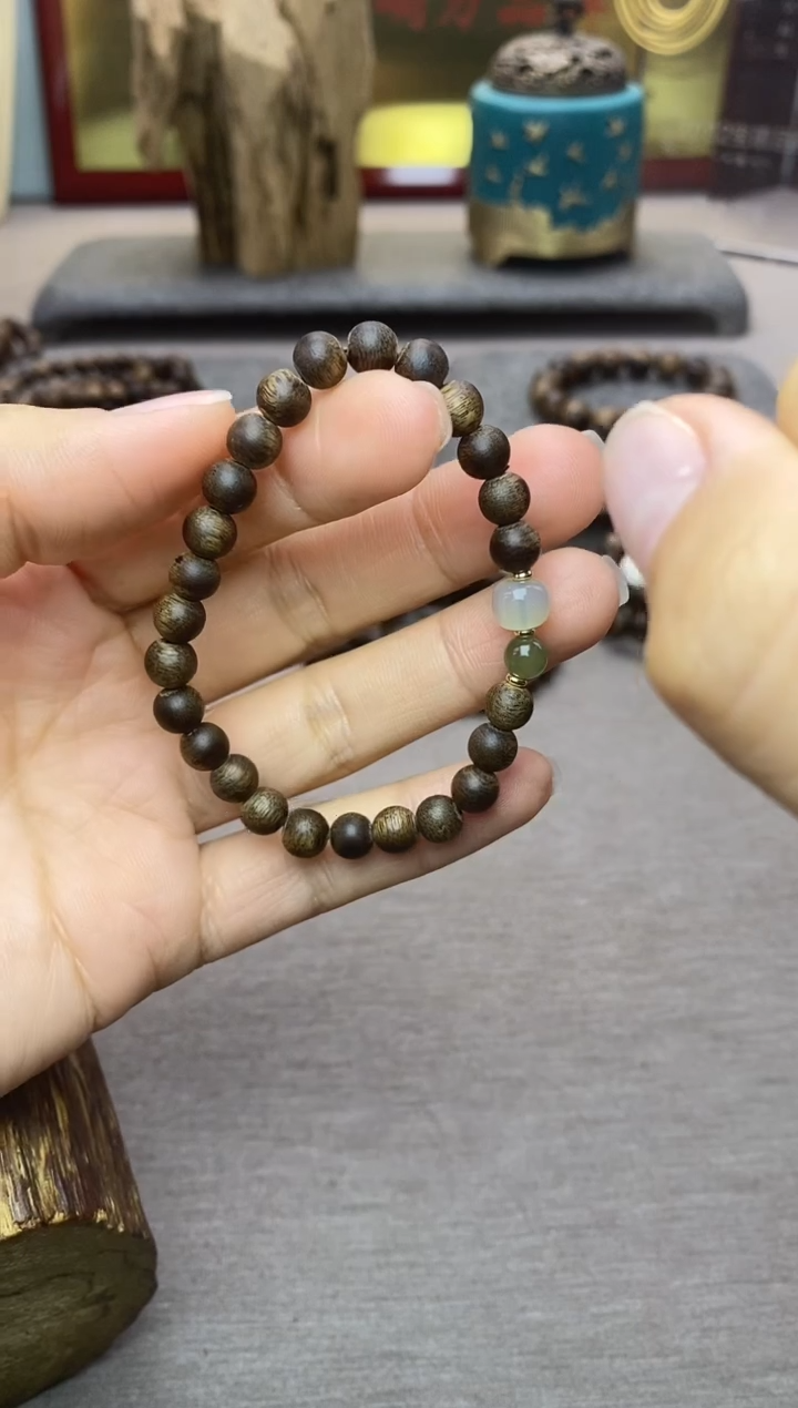 【闪购商品】沉香手串芽庄白棋老料沉水06单圈设计